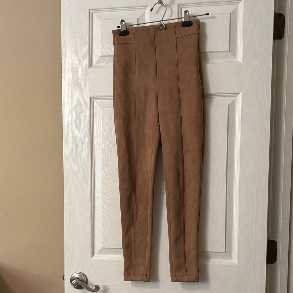Ann Taylor Tan faux suede like Leggings; back tag removed